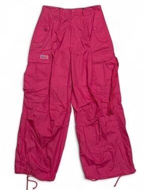 NEW deadstock vintage Y2K UFO cargo parachute pants in pink